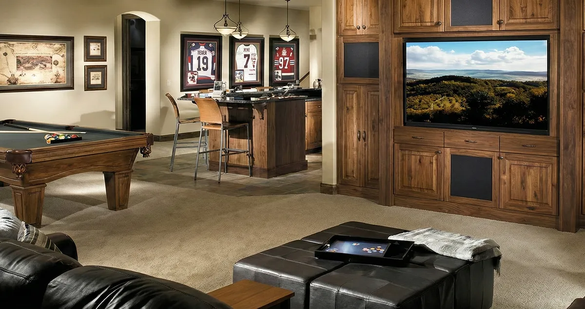 finished basement remodeling project transforming a basement into a comfortable living space in San Francisco, CA