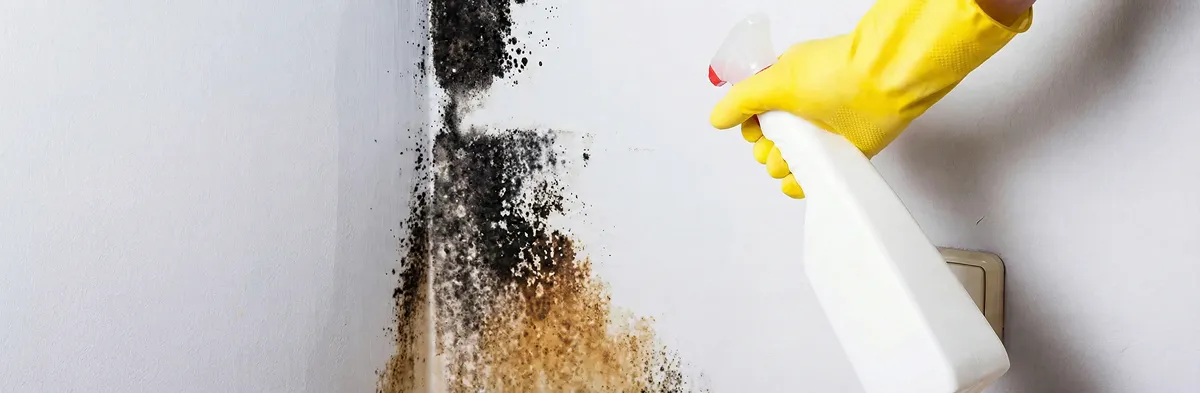 visible mold growth on an interior wall being treated during mold removal service in San Francisco, CA
