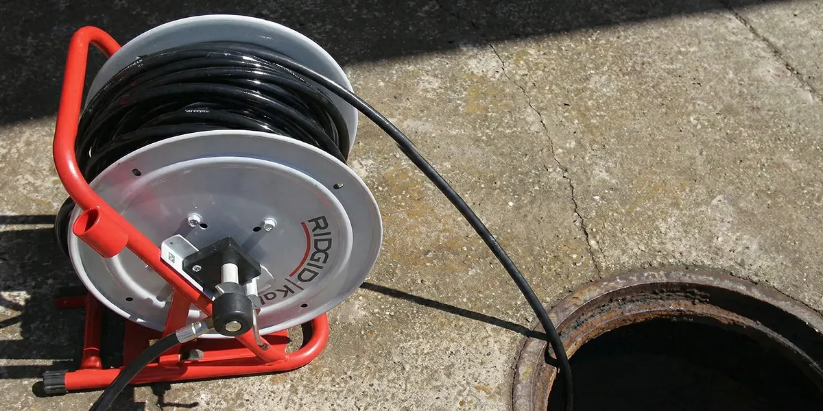 sewer rodding equipment prepared to clear clogged sewer lines in San Francisco, CA