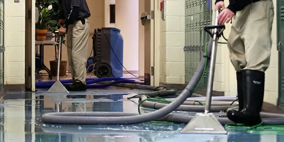 water damage restoration technicians performing professional water extraction inside a property in San Francisco, CA